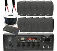Outdoor Bluetooth Speaker Kit 10x 60W Black Stereo Amp 5 Zone Garden Parties