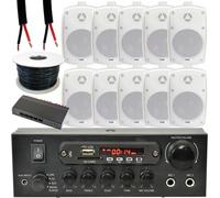 Outdoor Bluetooth Speaker Kit 10x 60W White Stereo Amp 5 Zone Garden Parties