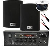 Outdoor Bluetooth Speaker Kit - 2x 4" 70W Black Speakers & Stereo Amp - Garden BBQ Parties