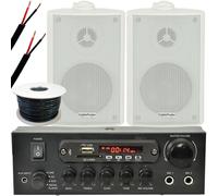 Loops Outdoor Bluetooth Speaker Kit 2x White Karaoke Stereo Amp Garden BBQ Parties Loops White