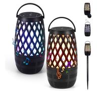 Outdoor Bluetooth Speaker, LED Flame Bluetooth Speaker with HD Audio and Enhance Bass,Waterproof Wireless LED Light,Portable Speakers with Stake/Hook/Wall-mounted,Christmas Birthdays Gifts for Men (2)