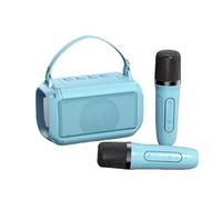 Outdoor Bluetooth Speaker, Portable Karaoke Machine with 2 Microphones, 1.5h Fast Charging, Wireless Karaoke, HIFI Stereo Sound Effect, Intelligent Compatibility (2 microphone,blue)
