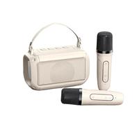 Outdoor Bluetooth Speaker, Portable Karaoke Machine with 2 Microphones, 1.5h Fast Charging, Wireless Karaoke, HIFI Stereo Sound Effect, Intelligent Compatibility (2 microphone,khaki)