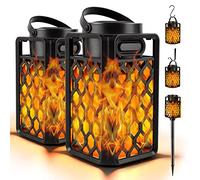 Outdoor Bluetooth Speaker with Flame Atmosphere, Waterproof Wireless Speaker, Camping Patio Accessories, 10W Stereo Sound, Gifts for Men, Women, Dad(2 PACK)