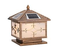 Outdoor Bollard Light Cap, 4 L Po Ca Lig wi Sol Power Rust Bron Fen Pill Lam Gla Bolla Lighti La Lanter Outdo Landsca Decoration(Bronze,25cm)