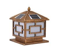 Outdoor Bollard Light Cap, wi Sol Power Fen Ligh Rust Bron Fini Ya Landsca Decorati Pill Lante Brig Wa f Outsi Backyard(9.8in*11.8in)