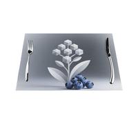 Outdoor Botanical Placemats 4/6 - Waterproof Heat Resistant Mats for Picnics and Garden Dining (Geometric Blueberry,6)