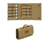 Outdoor Bottle Set, Portable Foldable Wax Canvas Bag with 9 Jars, Jars, Organiser Storage Bag for Camping, Hiking, Bushcraft, Picnic