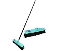 Outdoor Broom - 1.2m Stick | 12" Head | Adjustable | Stiff Hard Brush | Scrub Brush long Handle | Sweeping Patio, Garden Yard Outdoor Driveway - By BEST HOUSE