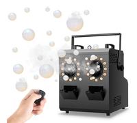 Outdoor Bubble Machine With Fog Effects, 1200W Dual Nozzle Design, 24 RGB Lights, 1.2L Fluid Tank, Remote And DMX Control, 20FT Bubble Height, 26FT Smoke Projection For Festivals And Open-Air Events