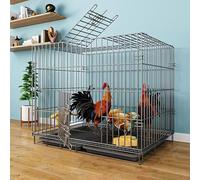 Outdoor Bunny Cage, Metal Rabbit Coops with Skylight and No Leak Tray, Pet House for Chicken Guinea Pig Duck Small Animals(Black,85 * 60 * 70CM)