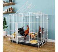 Outdoor Bunny Cage, Metal Rabbit Coops with Skylight and No Leak Tray, Pet House for Chicken Guinea Pig Duck Small Animals(White,70 * 50 * 60CM)