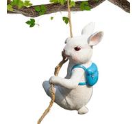 Outdoor Bunny Statue, Cute Climber Rabbit Garden Decor - Hanging Garden Tree Climber Rabbit Statue Outdoor Decorative Statue with Rope - Jar Statue