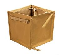 Outdoor Camping Foldable Trash Box with Rope Storage Basket, Oxford Cloth Container with Handles and Hanging Buckle for Sundries and Parachute Ropes (Khaki)