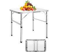 Outdoor Camping KitchenTable,Adjustable Folding Table, Portable Foldable Camping Picnic Table, Fold Up Trestle Table for Garden BBQ Party