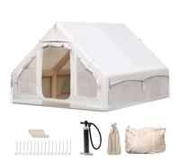 Outdoor Camping Quick setup Inflatable Tent with Pump, Family inflatableTent with Window and Door, Pop-Up Tent with Storage Bag, 4 Season Waterproof Windproof Large AirTent (3 * 4M without chimney)