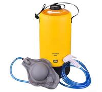 Outdoor Camping Shower Bag 12L Hands-Free | Foot pump included, hands-free spray nozzle, 500D for durable PVC, heat-sealed seams, leak-proof wide mouth