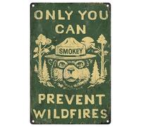 Outdoor Camping Sign Forest Fire Awareness Bear Poster - Heavy Aluminum Vintage Wall Decor with Flat Edges - Retro Cabin Plaque for Tent Trailer or Mountain Home 8x12 Inch