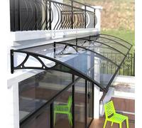 Outdoor Canopy AwningWeatherproof Dark Gray Polycarbonate Roof 47x51in Patio Shelter Durable Balcony Shade Rain & Sun Protection Veranda Cover