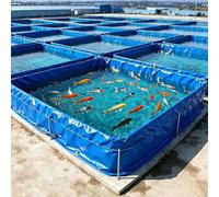 Outdoor Canvas Aquarium with Drain Valve for Outside, Blue PVC Fish Pond, Above Ground Fish Tank, Foldable, Portable, Fish & Lobster Cultivation