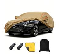 Outdoor Car Cover Quick Install Anti-Pollen Windproof Dustproof, Leaf Protection All Weather Car Cover,Khaki-FitsSonataHyundai