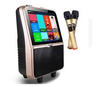 Outdoor Car Speaker, Smart Connection, Touch Screen: 28.5×21.4cm, Battery Time 5-8h,8 Inch Coaxial Speaker + 2 Wireless Mic,with Retractable Handle & Rolling Wheels,A