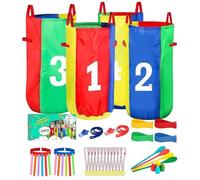 Outdoor Carnival Games,Egg And Spoon 3-Legged Relay Race Bands,Catch Tail Games,Potato Sack Bags For Kids Adults,Sports Day Kit,Field Day, Birthday Party, Outdoor Games