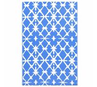 vidaXL Outdoor Carpet - Blue/White Jacquard Terrace Rug, Polypropylene Balcony Blanket, 80x150 cm - Stylish Patio/Deck Décor
