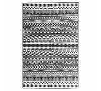 vidaXL Outdoor Carpet White and Black 190x290 cm PP Terrace Rug Patio Blanket