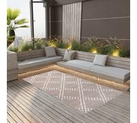 Outdoor Carpet Brown White PP 190x290 cm UV-Resistant Reversible Patio Rug Light