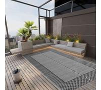 Outdoor Carpet Grey 190x290 cm PP Reversible UV-Resistant Patio Rugs Lightweight