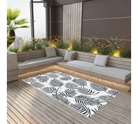 Outdoor Carpet Grey Leaf Pattern 160x230cm Polypropylene UV-Resistant Reversible