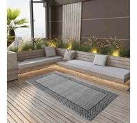Outdoor Carpet Grey Reversible 120x180 cm. Polypropylene UV-Resistant Patio Rug