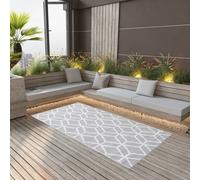 Outdoor Carpet Reversible Grey & White PP Patio Rug 120x180cm UV-Resistant Light