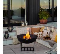 Outdoor Cast Iron Fire Pit on Stand in Black Iron H45Cm W56Cm Ivyline Black One Size