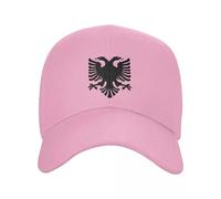 Outdoor Casual Summer Cap - Flag of Albania Eagle Baseball Cap Women Men Breathable Albanian Pride Vintage Plain Adjustable Dad Hat Sports Sun Hats (Pink)