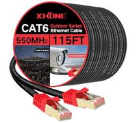 Outdoor Cat 6 Ethernet Cable 115ft, XXONE 26AWG Heavy-Duty Cat6 Networking Cord Patch Cable RJ45 LAN Wire Cable FTP Waterproof Direct Burial