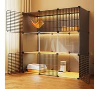 Outdoor Cat Enclosure, 3-Tier DIY Cat Cage with Litter Box, Easy Assembly for Cats, Ferrets, Rabbits