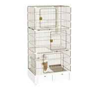 Outdoor Cat Enclosure Cat Catio Cat House, 3 Tiers Cat Catio Cat House, DIY Cat Playpen Metal Kennel, Balcony Cat Playpen with Platforms, for Indoor Cats Walk in Cat Cage(White)
