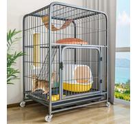 Outdoor Cat Enclosure Cat Catio Cat House, Assembled Play Run Cat Enclosure Indoor Kitty, Balcony Cat Playpen with Platforms, Wheel and Pull-Out Tray, for 1-3 Cats or Small Animals(Black)