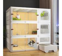 Outdoor Cat Enclosure Ferret Cage, Large Cat Cage, Small Animal Playpen, Indoor Cat Cages with Litter Box, Catio Cat Enclosure for Cats and Breeds(White,41.7x41.7in/106x106cm)