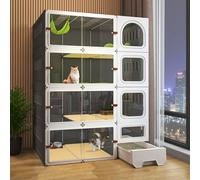 Outdoor Cat Enclosure Ferret Cage, Large Cat Cage, Small Animal Playpen, Indoor Cat Cages with Litter Box, Catio Cat Enclosure for Cats and Breeds(Gray,41.7x55.2in/106x141cm)