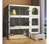 Outdoor Cat Enclosure Ferret Cage, Large Cat Cage, Small Animal Playpen, Indoor Cat Cages with Litter Box, Catio Cat Enclosure for Cats and Breeds(Gray,41.7x41.7in/106x106cm)