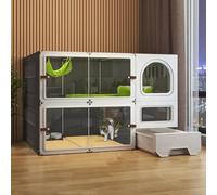 Outdoor Cat Enclosure Ferret Cage, Large Cat Cage, Small Animal Playpen, Indoor Cat Cages with Litter Box, Catio Cat Enclosure for Cats and Breeds(Gray,41.7x27.9in/106x71cm)