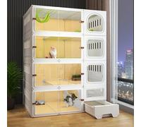 Outdoor Cat Enclosure Ferret Cage, Large Cat Cage, Small Animal Playpen, Indoor Cat Cages with Litter Box, Catio Cat Enclosure for Cats and Breeds(White,41.7x55.2in/106x141cm)