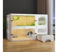 Outdoor Cat Enclosure Ferret Cage, Large Cat Cage, Small Animal Playpen, Indoor Cat Cages with Litter Box, Catio Cat Enclosure for Cats and Breeds(White,41.7x27.9in/106x71cm)