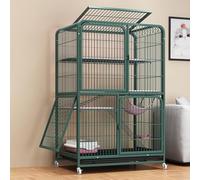 Outdoor Cat Enclosure with 4 Tiers and Wheels, Walk-In Design Featuring Removable Tray for Indoor Cats