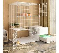 Outdoor Cat Enclosure with Door and Enclosed Litter Tray, Easy Clean Odor Control for Small Pets Like Rabbits and Hedgehogs