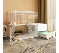 Outdoor Cat Enclosure with Door and Enclosed Litter Tray, Easy Clean Odor Control for Small Pets Like Rabbits and Hedgehogs