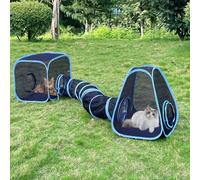 Outdoor Cat Enclosures, Cat Tunnels Tents Cubes for Indoor Cats with Play Ball, Collapsible Outside Playpen Tunnel for Kitty, Rabbit, Puppy and Small Animals
